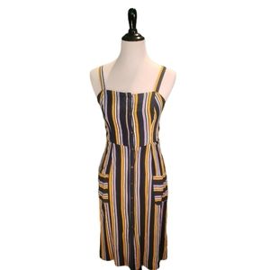 Stripped Cut-out Midi Dress
